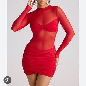 Oh Polly Essie Sheer Red Dress